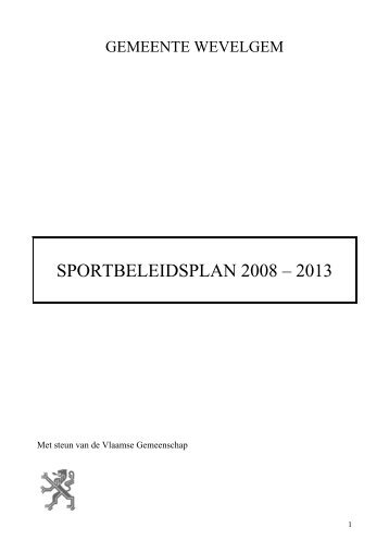 SPORTBELEIDSPLAN 2008 – 2013 - Wevelgem