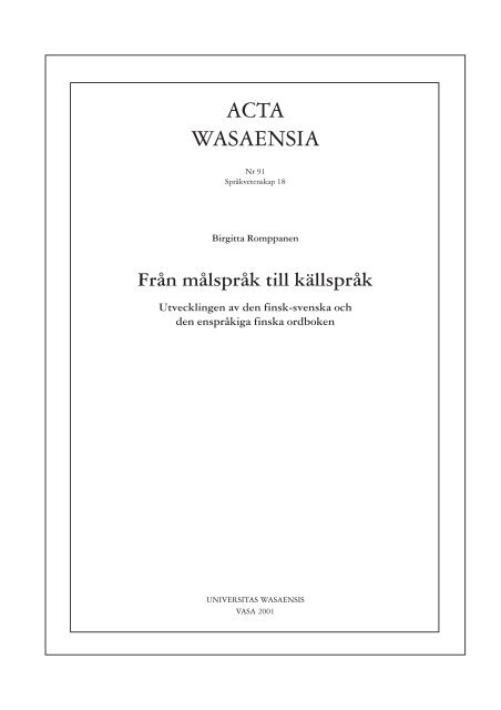 Från målspråk till källspråk - Vaasan yliopisto