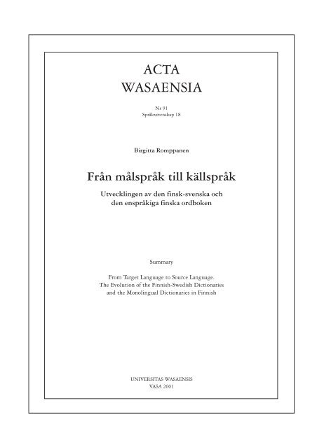 Från målspråk till källspråk - Vaasan yliopisto