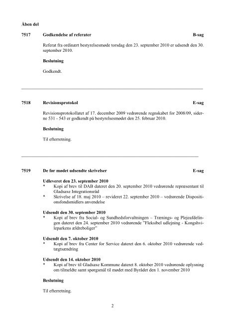 Referat fra mødet den 28. oktober 2010 - Arbejdernes Boligselskab i ...