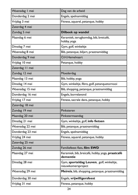 Activiteiten mei 2013 - OCMW Dilbeek