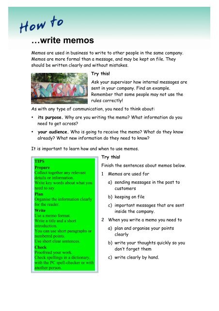 How to … write memos' worksheet how-to-write-memos-worksheet