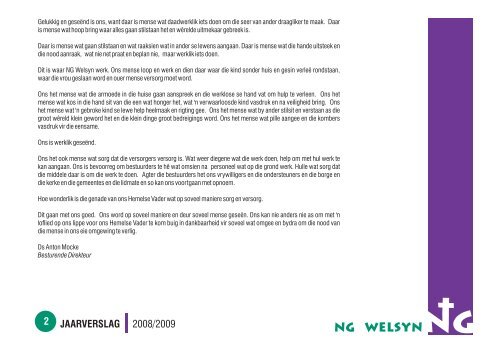 Jaarverslag 2008/2009 - NG Welsyn Noordwes