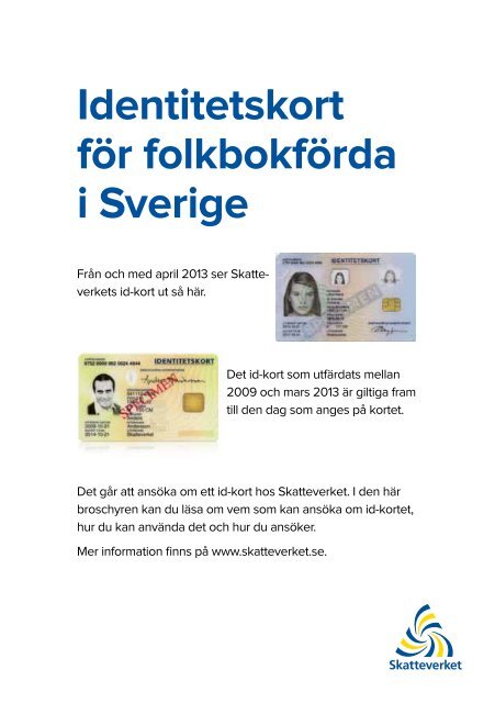 Identitetskort för folkbokförda i Sverige, SKV 720  - Skatteverket