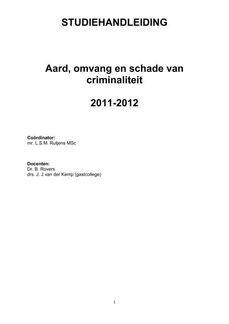 STUDIEHANDLEIDING Aard, omvang en schade van criminaliteit ...