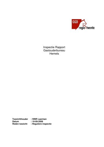 Inspectie Rapport Gastouderbureau Hemels - Gemeente Almelo
