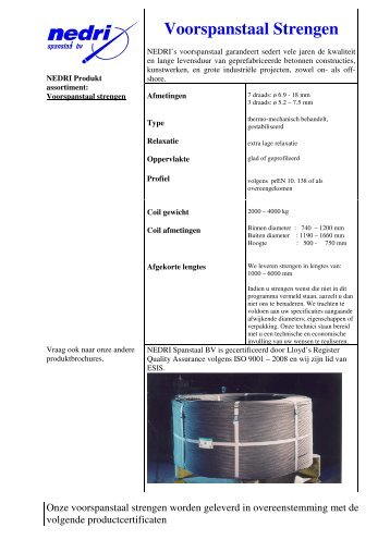 Voorspanstrengen - Nedri Spanstaal BV