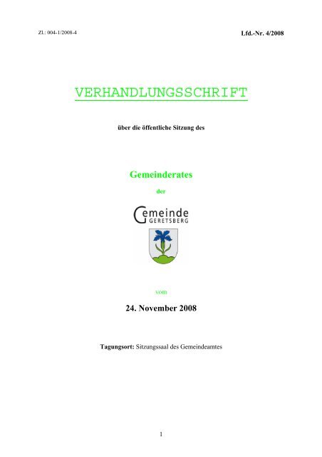 VERHANDLUNGSSCHRIFT - Geretsberg