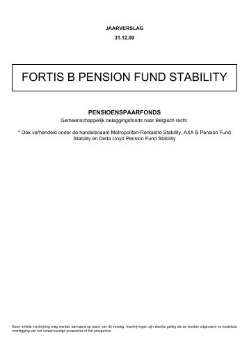 FORTIS B PENSION FUND STABILITY - Crelan