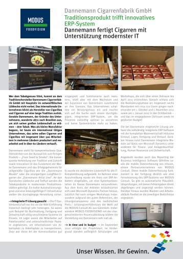 Dannemann Cigarrenfabrik GmbH - MODUS Consult AG