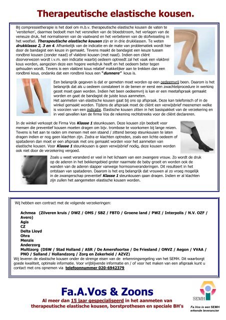 Therapeutische elastische kousen. - Fa.A.Vos en Zoons. Medische 