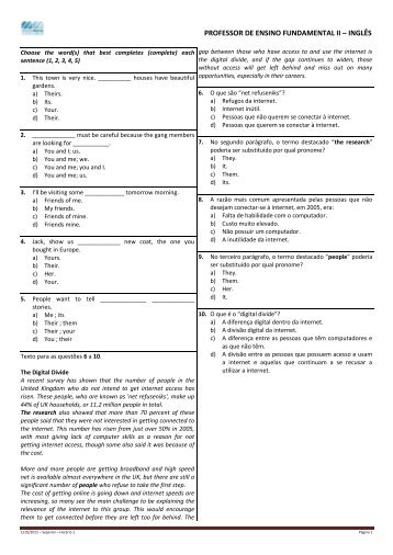 PROFESSOR DE ENSINO FUNDAMENTAL II – INGLÊS - Moura Melo