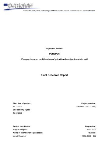 PERSPEC - Final Research Report - ERA-Net SNOWMAN