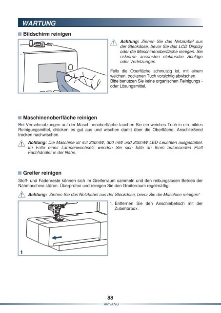 Bedienungsanleitung - Pfaff