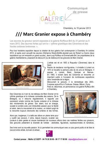 le communiqué de presse de février 2013 - galerie ruffieux bril