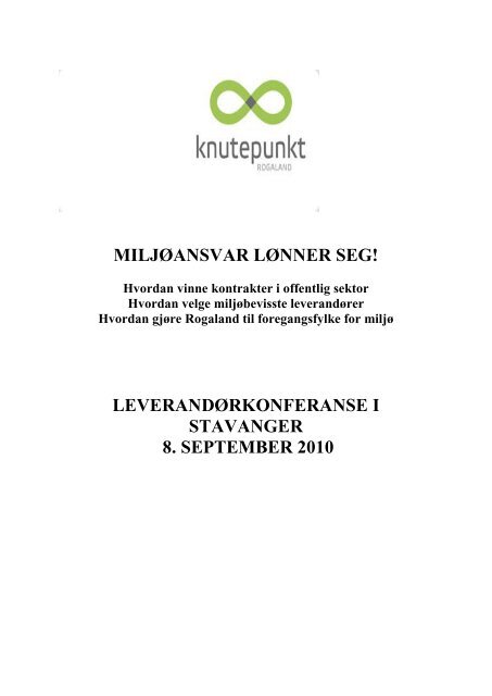 MILJØANSVAR LØNNER SEG! LEVERANDØRKONFERANSE ... - Difi