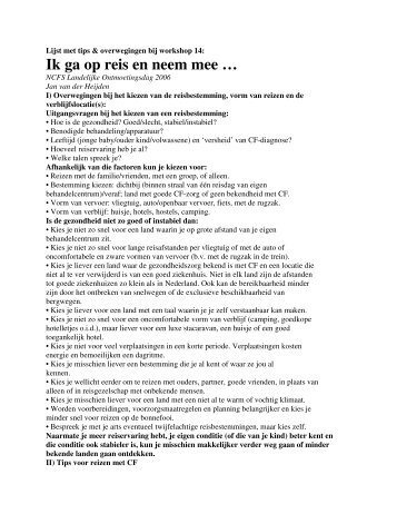 Lijst met tips & overwegingen - Nederlandse Cystic Fibrosis Stichting