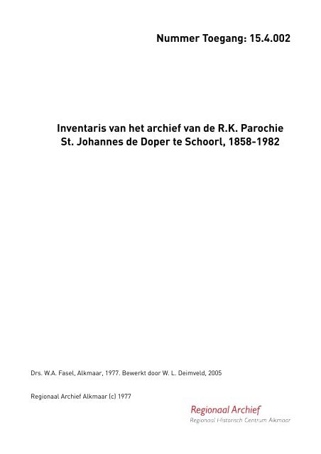 R.K. Parochie St. Johannes de Doper - rubriek - Regionaal Archief ...