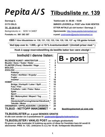 Tilbudsliste 139 - Pepita bokmarked