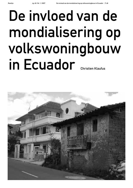 De invloed van de mondialisering op volkswoningbouw in ... - Rooilijn