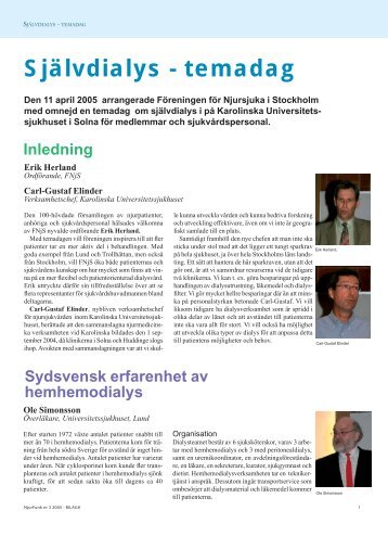 Nr 3-2005 Självdialys - temadag (sid 1-16 egen sidnumrering)