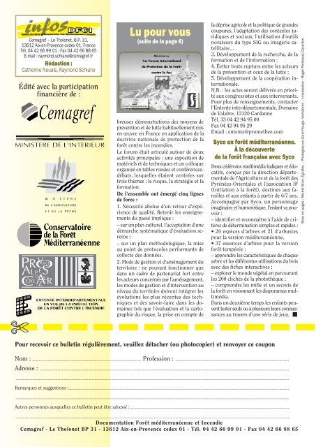 Infos DFCI N°42, mai 1999 - Irstea