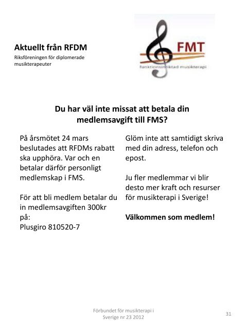 FMS tidning nr 23.pdf - Förbundet för Musikterapi i Sverige