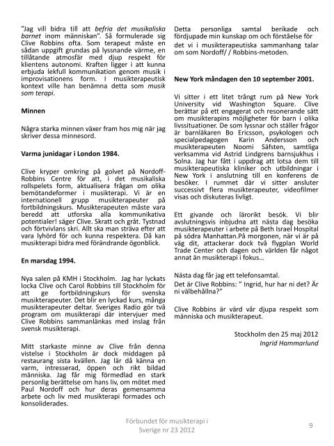 FMS tidning nr 23.pdf - Förbundet för Musikterapi i Sverige