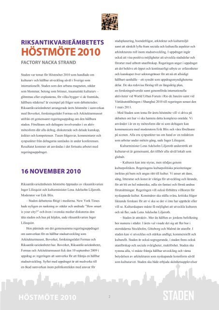 STADEN HÖSTMÖTE 2010 - Arkitekturmuseet