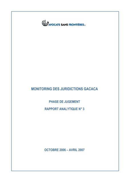 MONITORING DES JURIDICTIONS GACACA - ASF