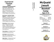 Baseball Camp - McQuaid Jesuit High School