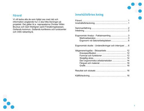 Högskolan på Gotland Design och konstruktion Ergonomi Linus ...