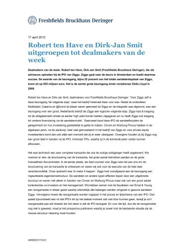 Robert ten Have en Dirk-Jan Smit uitgeroepen tot dealmakers van ...