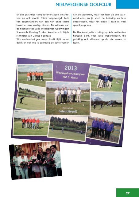 Clubblad juli 2013 - Nieuwegeinse GolfClub