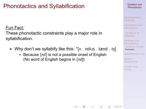 Syllables and Phonotactics