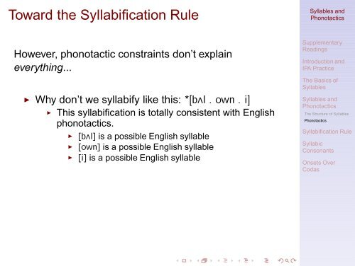 Syllables and Phonotactics