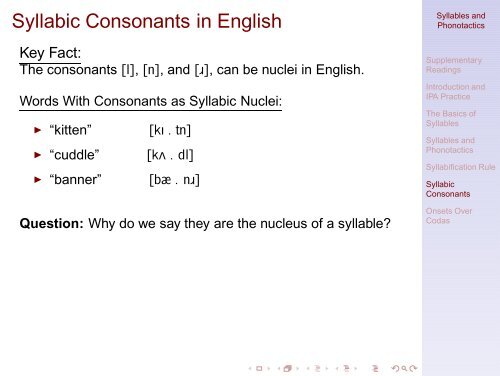 Syllables and Phonotactics