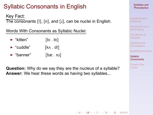 Syllables and Phonotactics