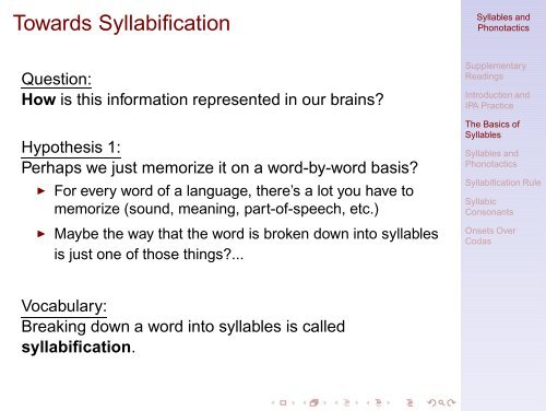 Syllables and Phonotactics