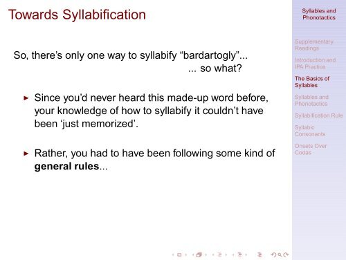 Syllables and Phonotactics