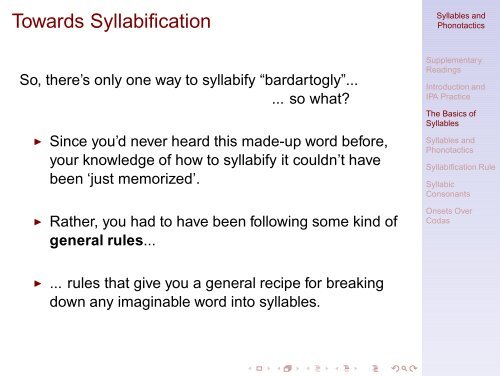 Syllables and Phonotactics