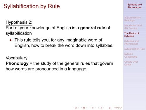 Syllables and Phonotactics