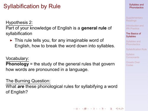 Syllables and Phonotactics