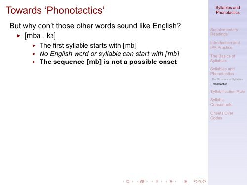 Syllables and Phonotactics