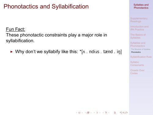 Syllables and Phonotactics