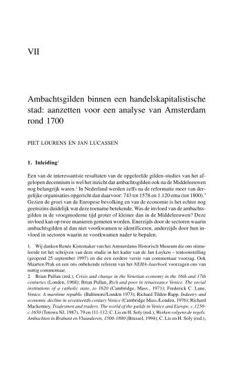 Ambachtsgilden binnen een handelskapitalistische stad - NEHA