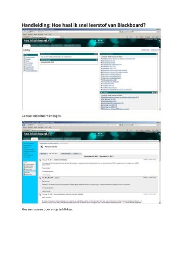 Handleiding: Hoe haal ik snel leerstof van Blackboard? - Intranet