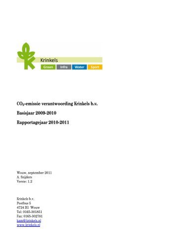 CO2-emissie verantwoording Krinkels b.v. Basisjaar 2009-2010 ...
