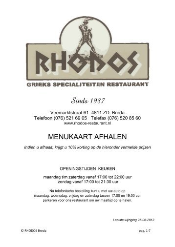 Sinds 1987 - RHODOS Grieks Specialiteiten Restaurant