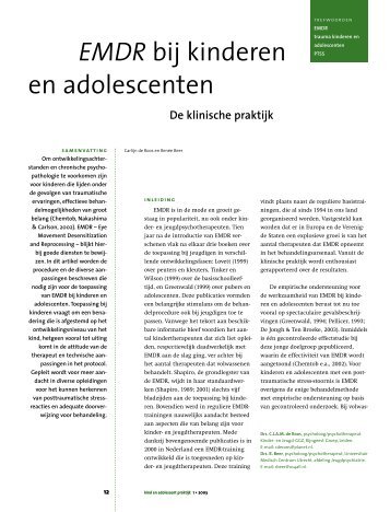 EMDR bij kinderen en adolescenten - Vereniging EMDR Nederland